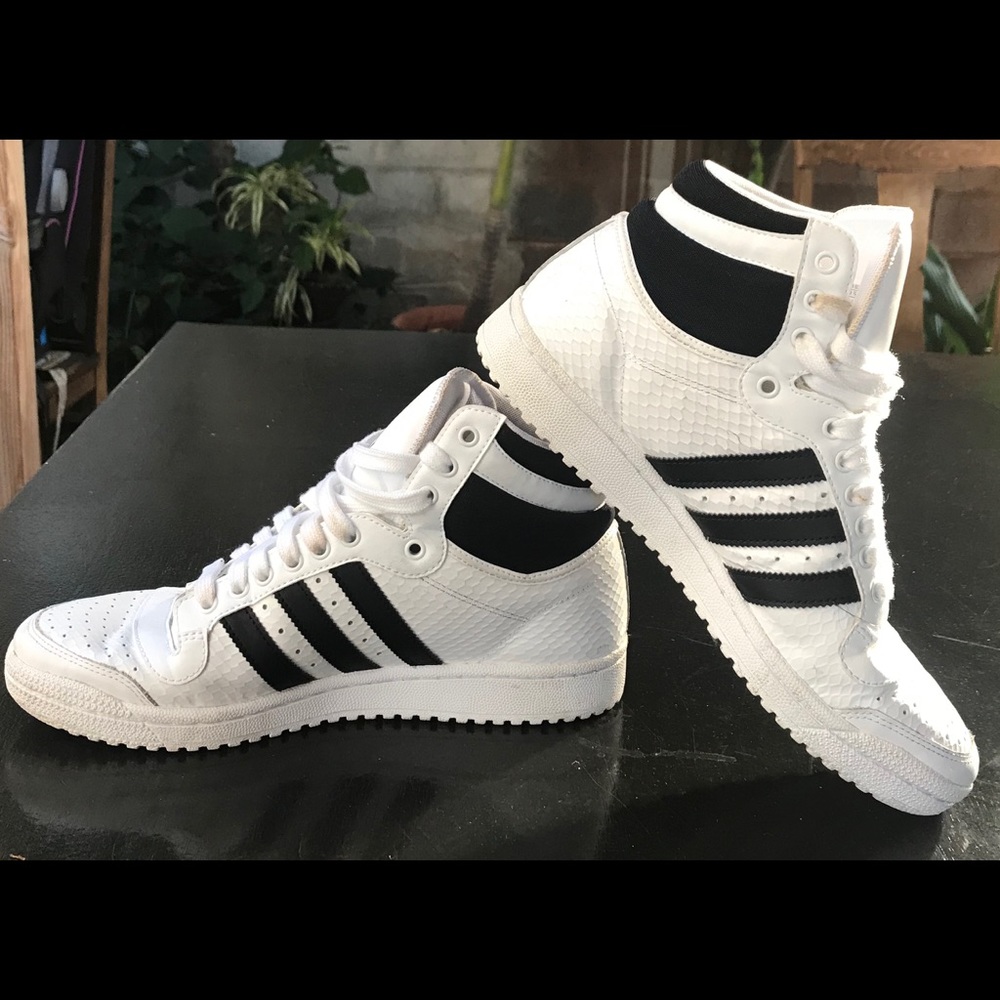 Adidas Top Ten Hi White and Black
